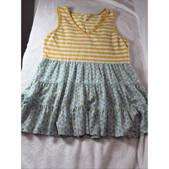 Matilda Jane Tops - Womens Matilda Jane Size L Wonderment Sunshine Ahead Tank Tiered Bottom Whimsy